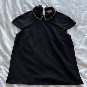 Ted Baker jeweled collar blouse in black